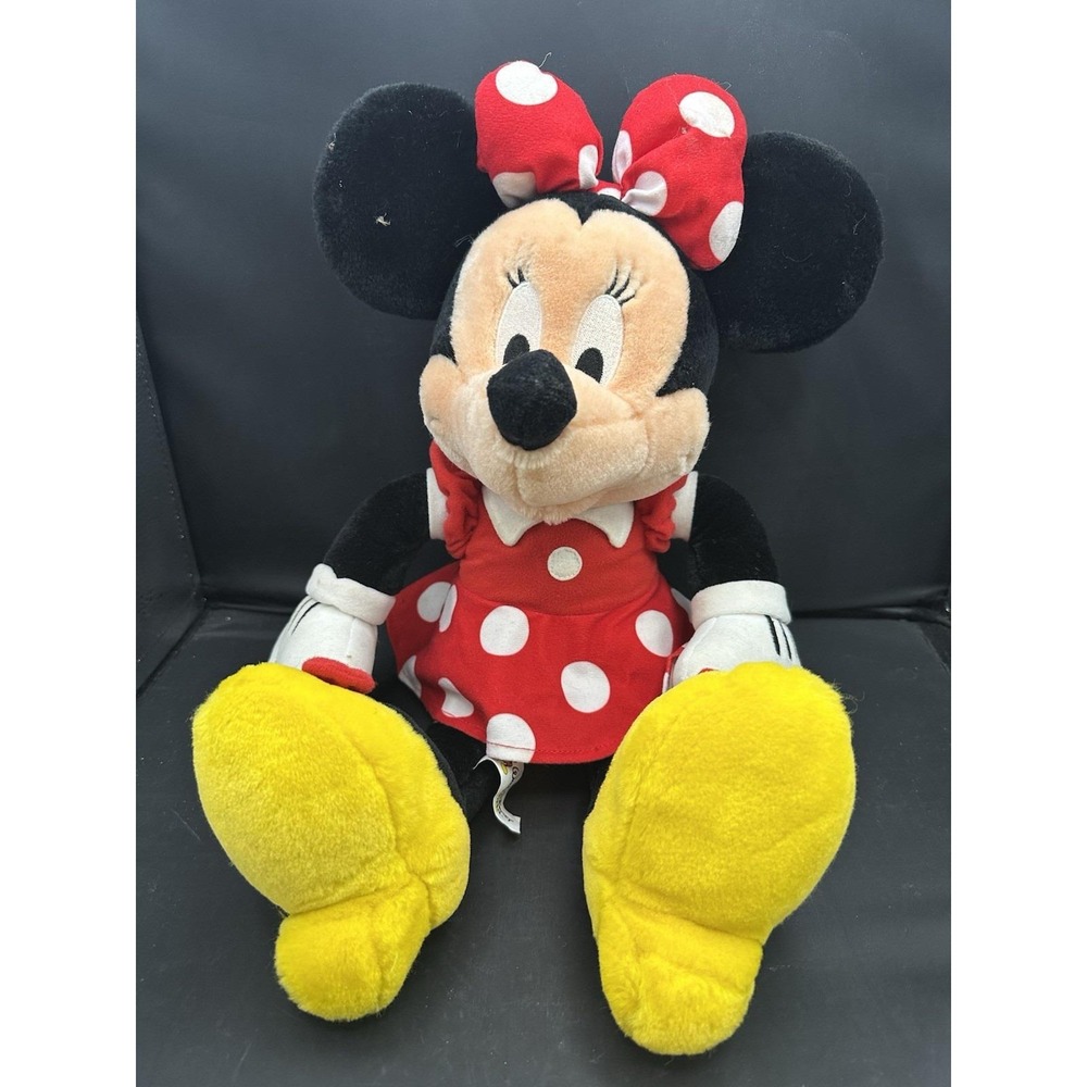 Disney Minnie‎ Mouse in Red Polka Dot Dress Stuffed Animal Plush 15.5"